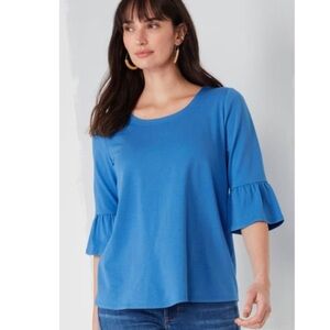 J. Jill Blue Rufflesleeved Top